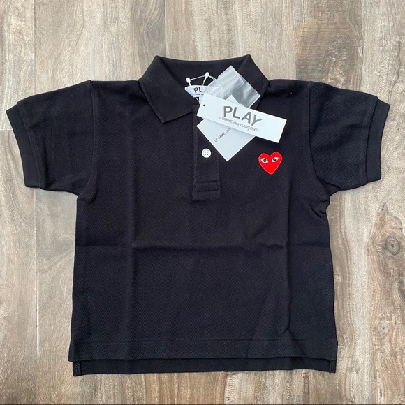 Comme des Garcons Play Kids Black Logo Polo Shirt